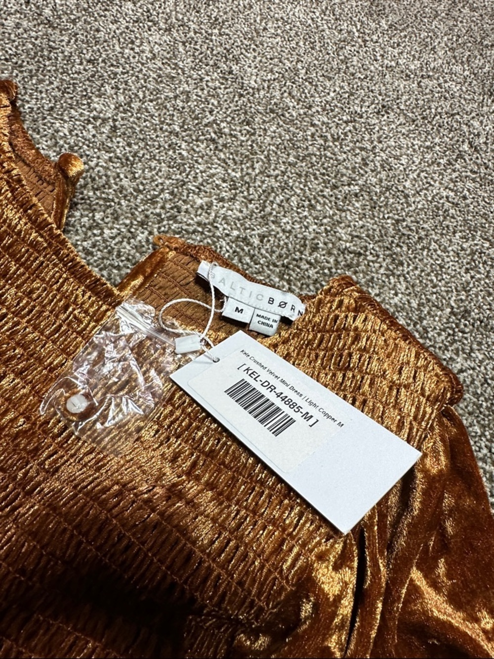 Baltic born long sleeve copper velvet dress medium NWT - Picture 8 of 12